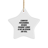 Funny Quotes for Computer Programmer Friends Christmas Star Ornament Gift from Family - Image 1